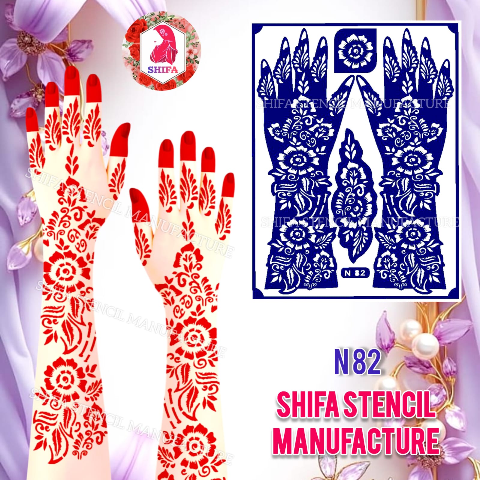 N82 Enchanted Flora Tapestry - Sticker Overview - Shifa Stencil Manufacturer